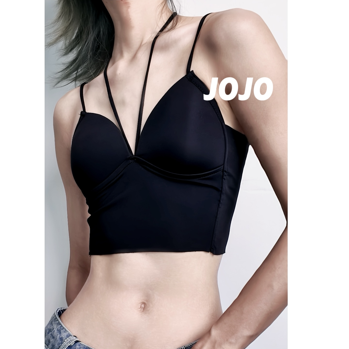 性感内衣内衣美背法式聚拢露背春夏纯色镂空挂脖外穿欧美吊带纯欲