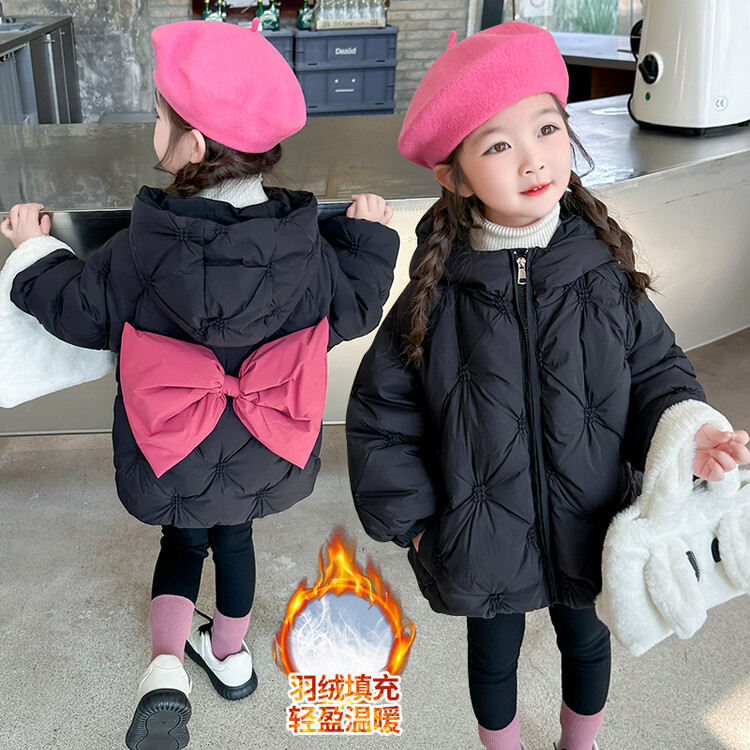 女童加厚保暖羽绒服2023新款洋气女孩白鸭绒棉服外套儿童冬装棉衣