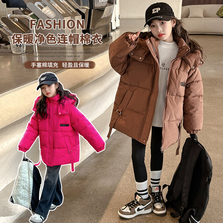 儿童洋气棉服女童冬季2023新款加厚防寒保暖棉服超萌洋气棉衣外套