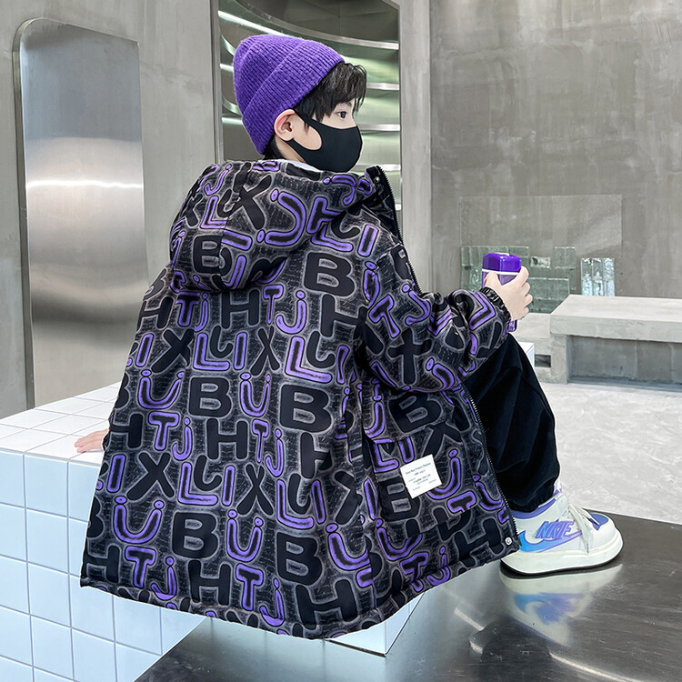 冬季棉衣男连帽外套2023年新款加绒加厚牛仔派克服学生青少年棉服