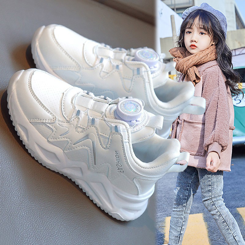 巴拉巴拉恩旋转纽扣女童鞋子2023秋冬新款儿童运动加绒二棉鞋女孩