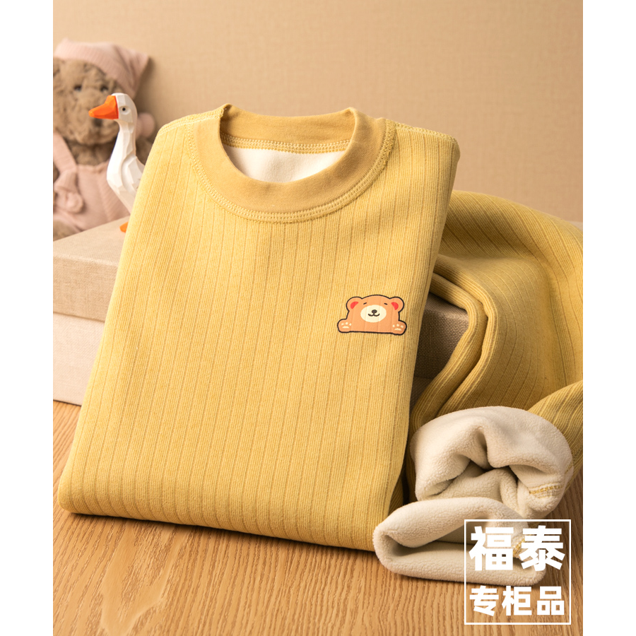 巴拉巴拉恩儿童保暖内衣套装加绒加厚纯棉男童秋衣秋裤全棉宝宝女