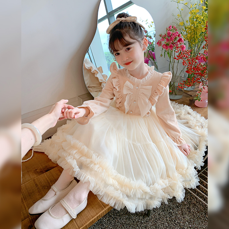 巴拉巴拉恩女童加绒连衣裙洋气秋冬小女孩2023新款裙子儿童装冬款