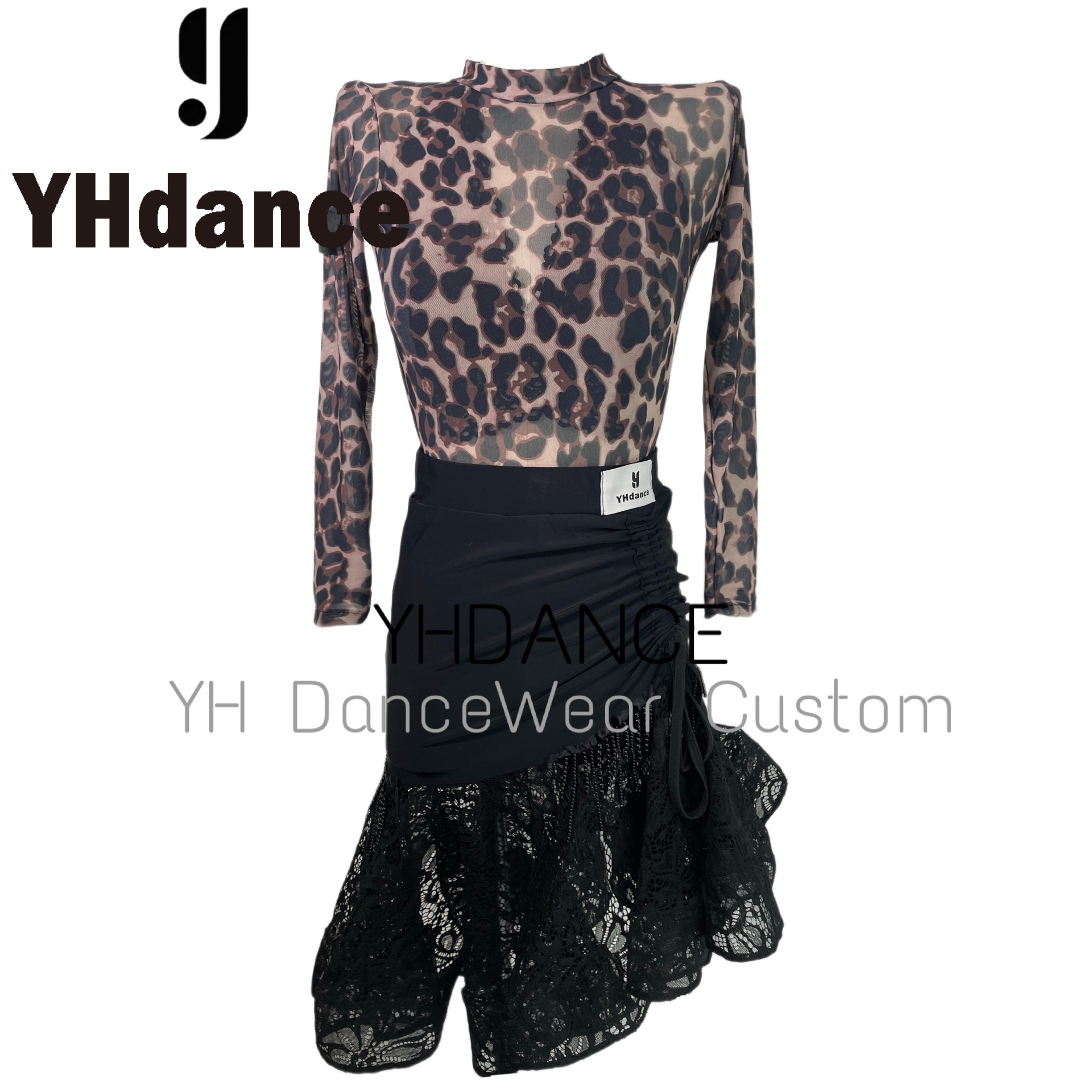 yhdance拉丁舞豹纹网纱上衣174