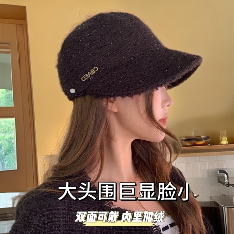 【高定版加绒】新款双面可戴加绒加厚保暖鸭舌帽大头围显脸小