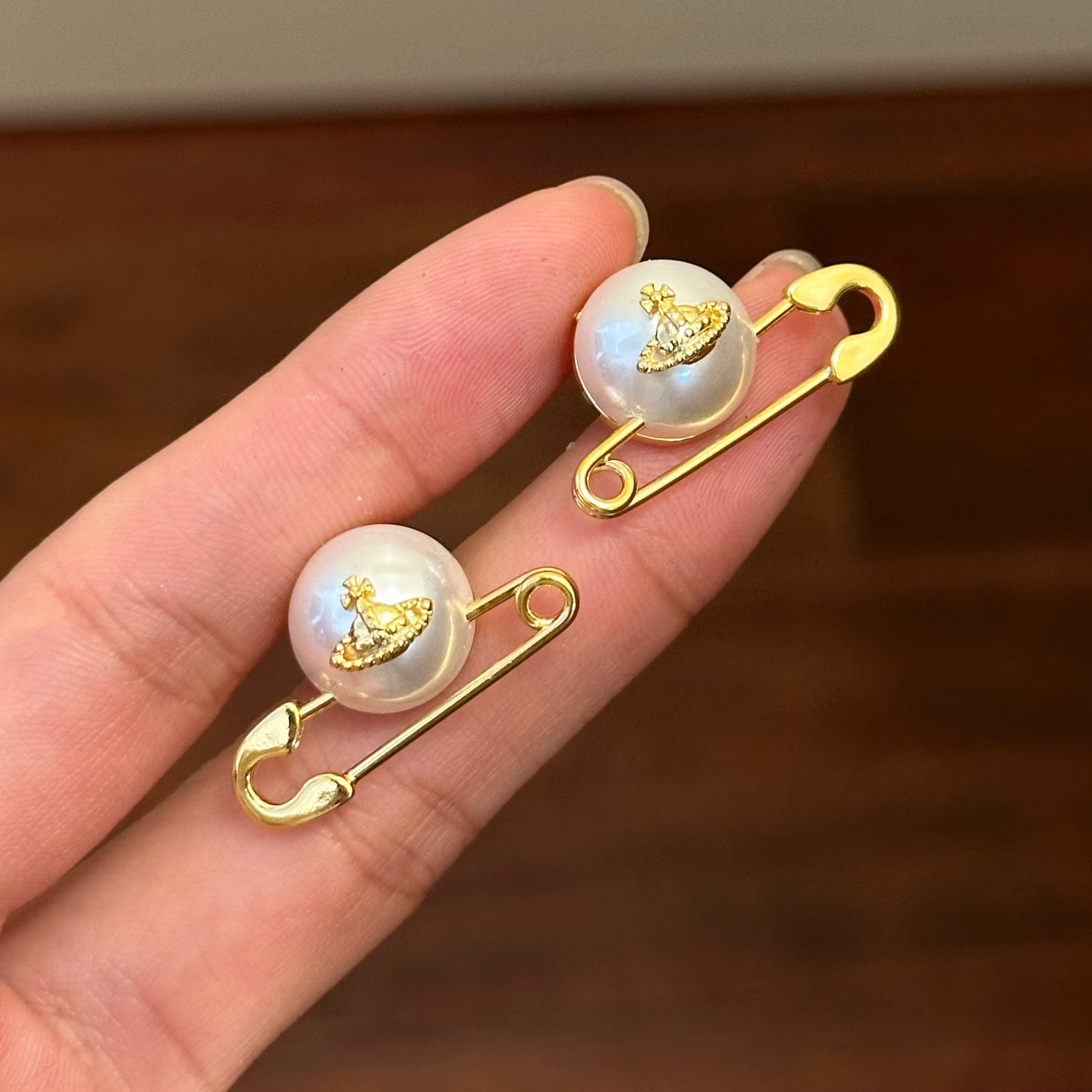 铜合金仿珍珠耳饰 E0258 时尚气质韦雪同款百搭温柔别针耳钉