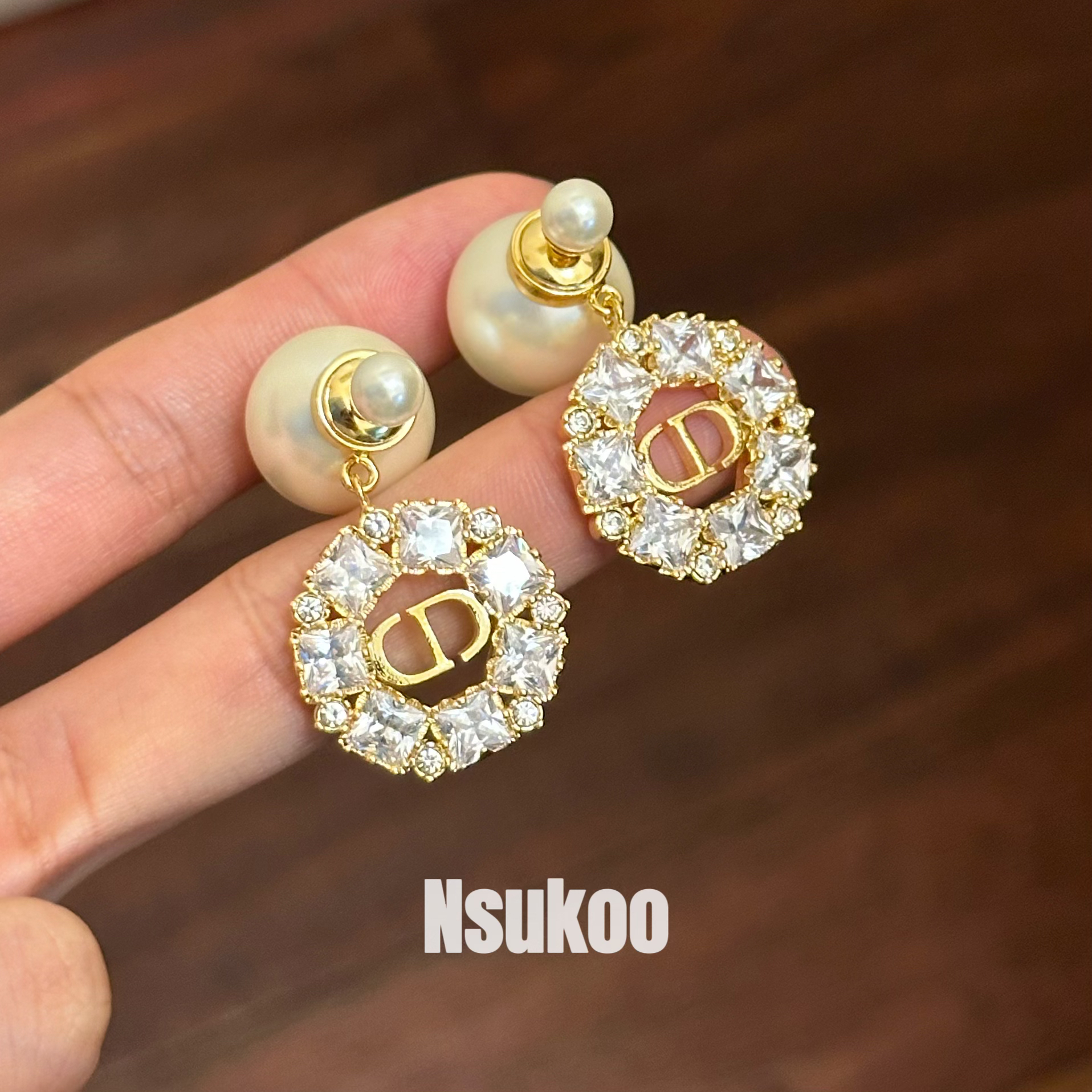 铜合金合成锆石耳饰 E0413 时尚气质百搭经典韦雪同款繁花耳环