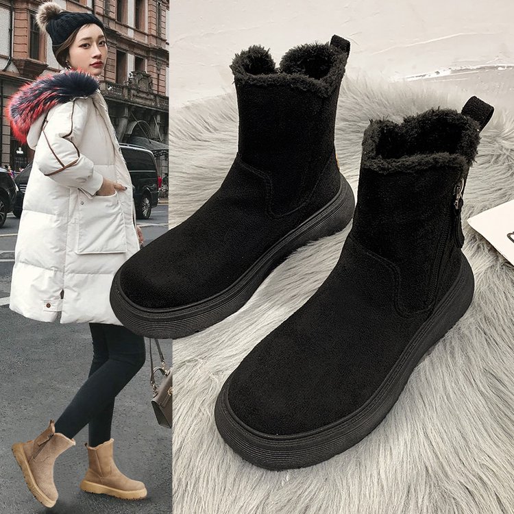 雪地靴女2023年新款网红百搭短筒冬加绒加厚保暖靴子东北