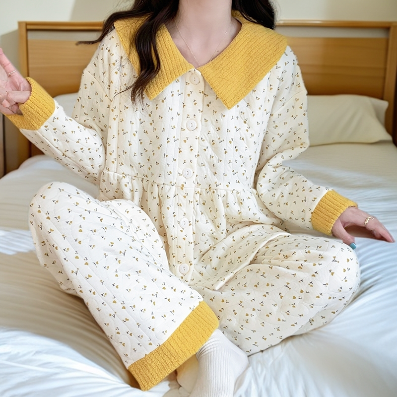 空气棉月子服秋冬款喂奶11月份产后孕妇哺乳睡衣女春秋夹棉怀孕期