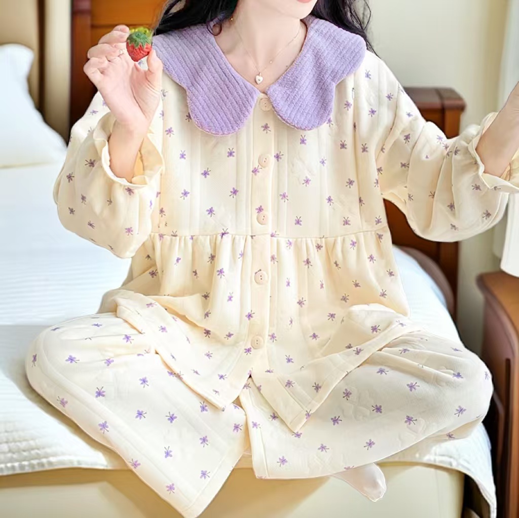 秋冬季空气棉月子服产后哺乳衣春秋夹棉孕妇睡衣女产妇喂奶