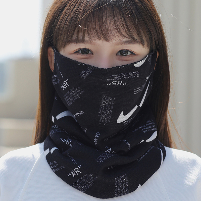 冬天保暖围脖自行车面巾女加绒加厚骑行脖套面罩百搭挂耳防风围巾