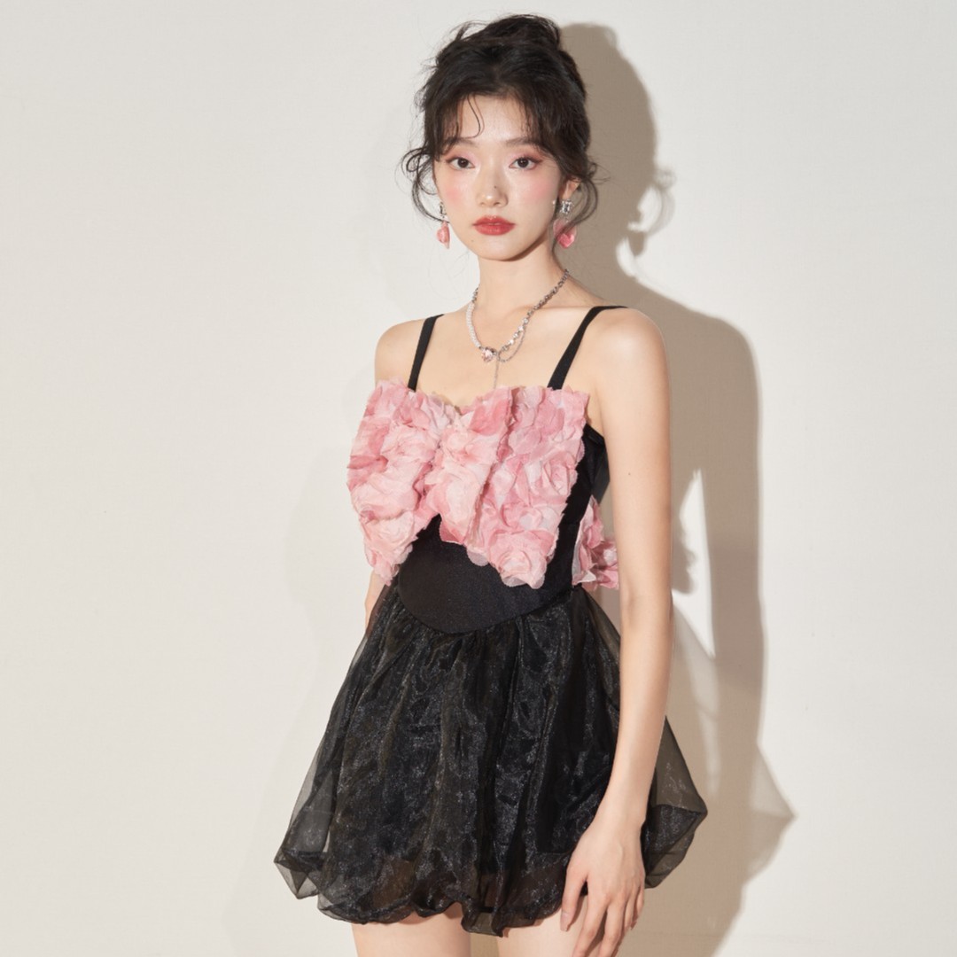OMOM【礼物】泳衣女夏季连体裙式显瘦遮肚保守仙女风泳衣3022