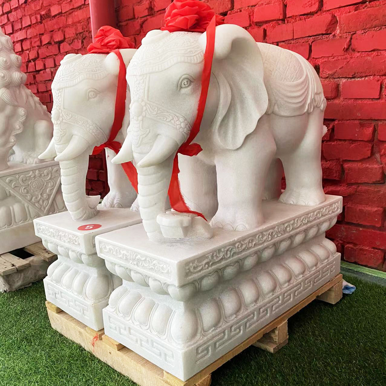 石雕大象一对天然汉白玉精品富贵象酒店别墅门口摆件支持定制款式