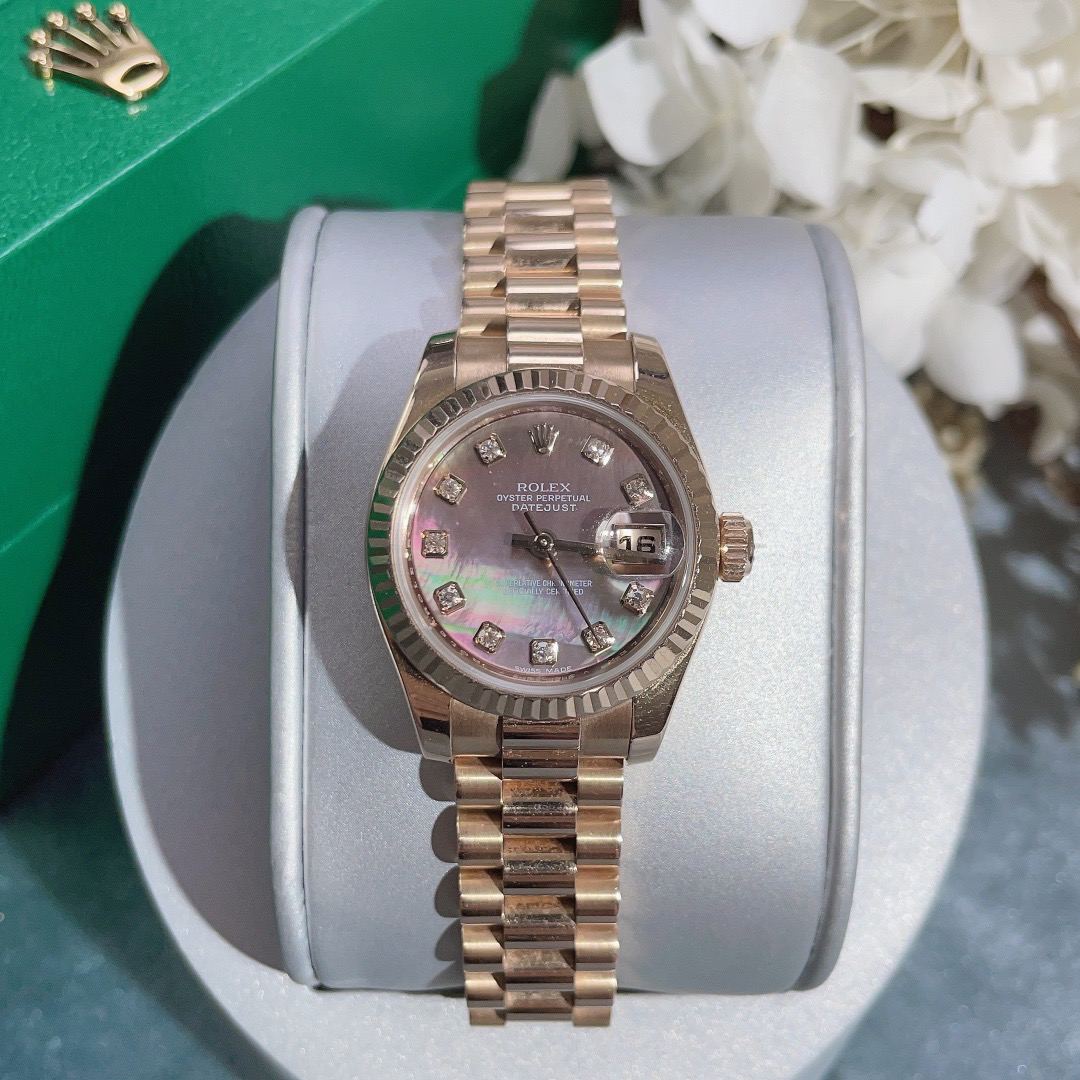 95新 Rolex/劳力士 日志179175/全玫瑰金/大溪地贝母/26表径/单表