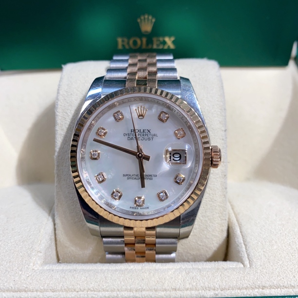 95新 Rolex/劳力士 日志/116231/36盘/白贝母/原盘原钻/15年全套