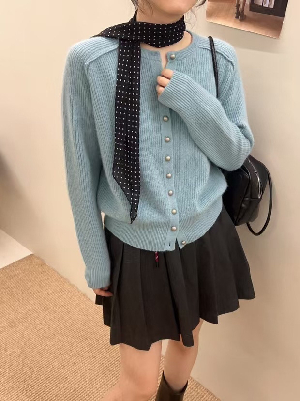 秋季小香风长袖常规厚款宽松毛针织衫上衣百搭网红女装气质