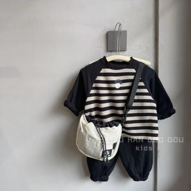 版型赞~儿童韩版弹力针织打底衫T恤拼接插肩袖宽松宝宝上衣