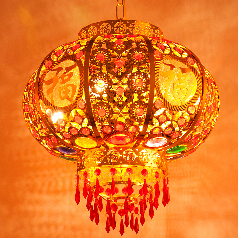 过年红灯笼挂饰新款大门阳台电动旋转灯笼结婚乔迁吊灯