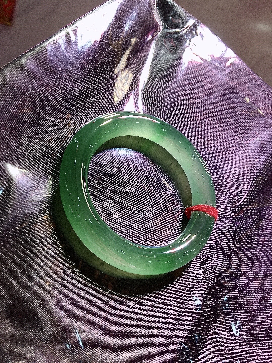 天然缅甸翡翠a货高冰湖起杠湖水绿圆条手镯52.5圈