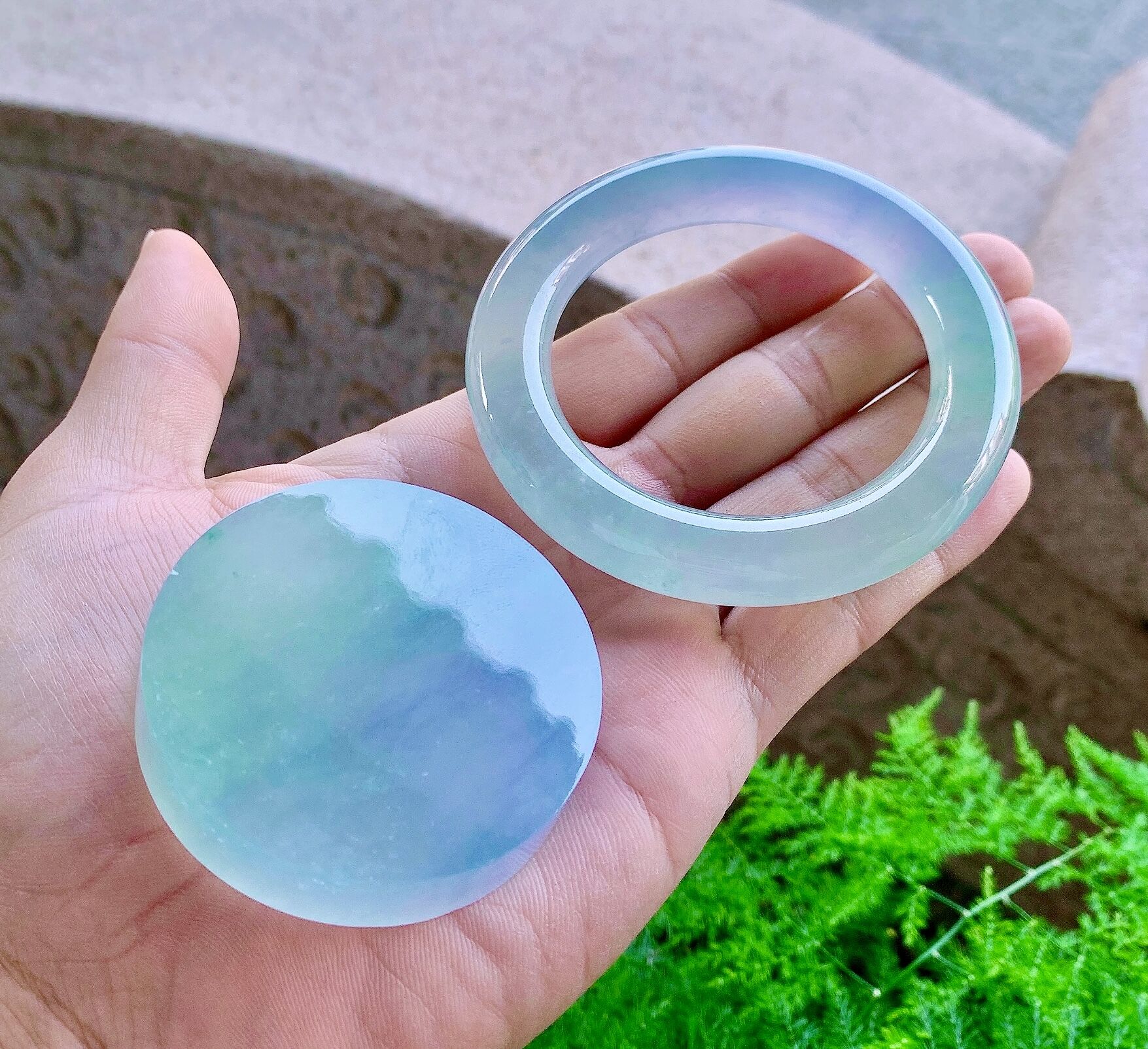 冰紫半山半水手镯 镯心套装 尺寸56.3-12.5-11.8 镯心54-12