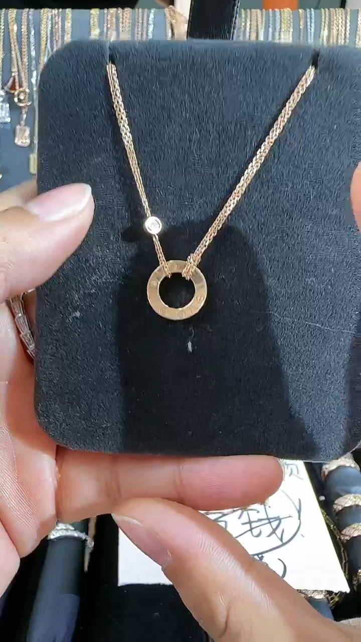 【闪购商品】钻石项链18K金镶嵌k红