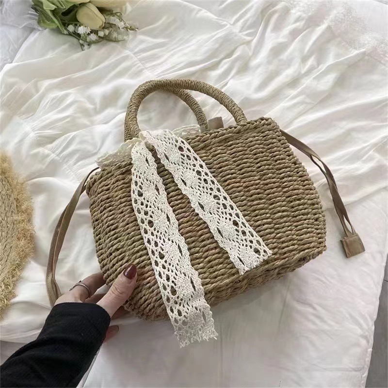 【花汐语】编织包包-2024新款复古编织手提包包