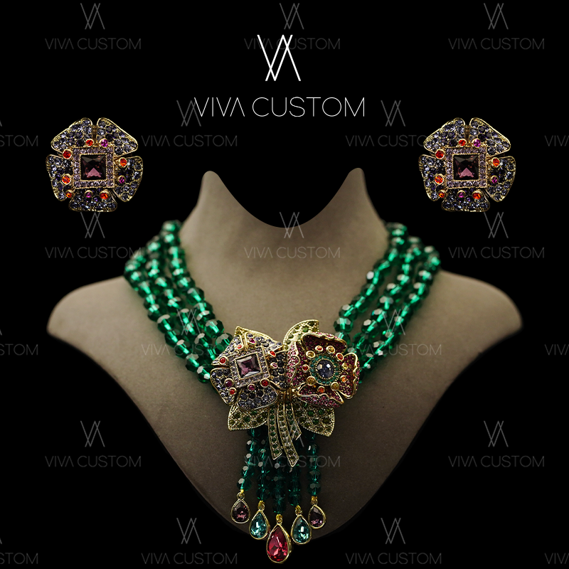 合金合成锆石耳饰 (HD系列)双生花流苏套装