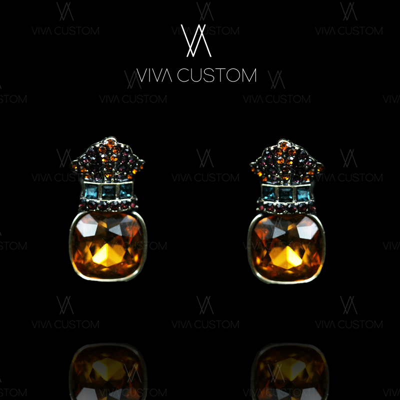 铜合金合成锆石耳饰 （HD系列）复古简约宫廷风菠萝耳饰