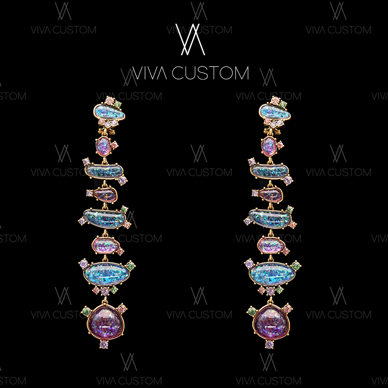 合金合成锆石耳饰 （精工系列）流光溢彩糖果耳拍