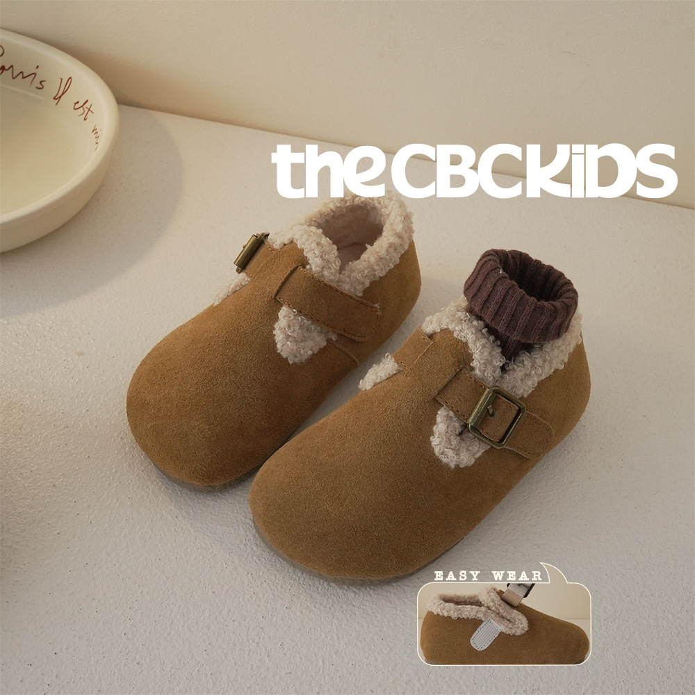 TheCBC【勃肯鞋】儿童皮鞋2023秋冬新加绒单款男女童牛反绒复古