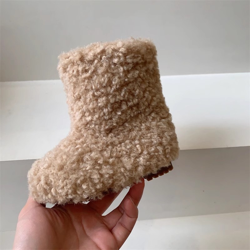 女童毛毛靴2023冬季新款儿童雪地靴加绒加厚宝宝冬款男童洋气棉靴