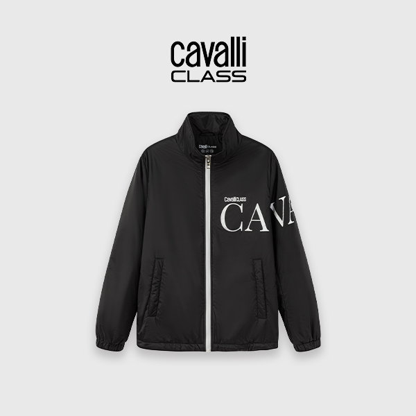 Cavalli Class秋冬男士字母印花休闲百搭立领外套男棉服CFC179