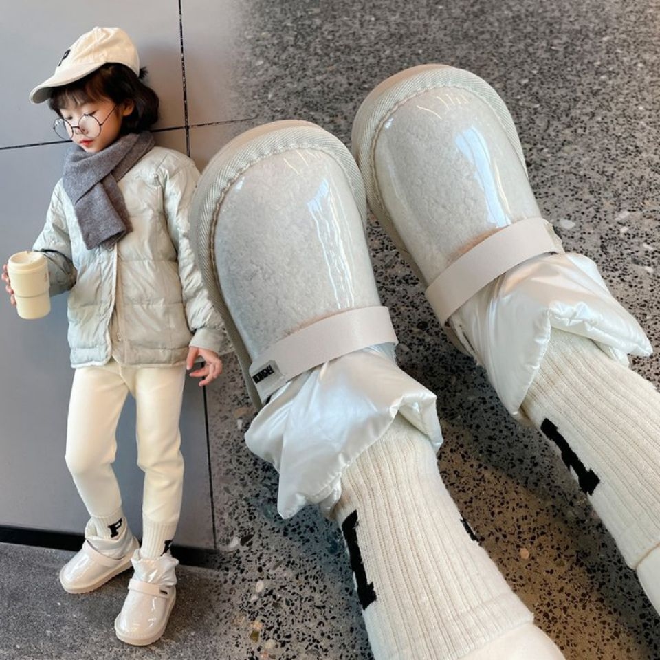 女童雪地靴 2023年新款加绒加厚短筒棉鞋冬时尚防水防污小香风
