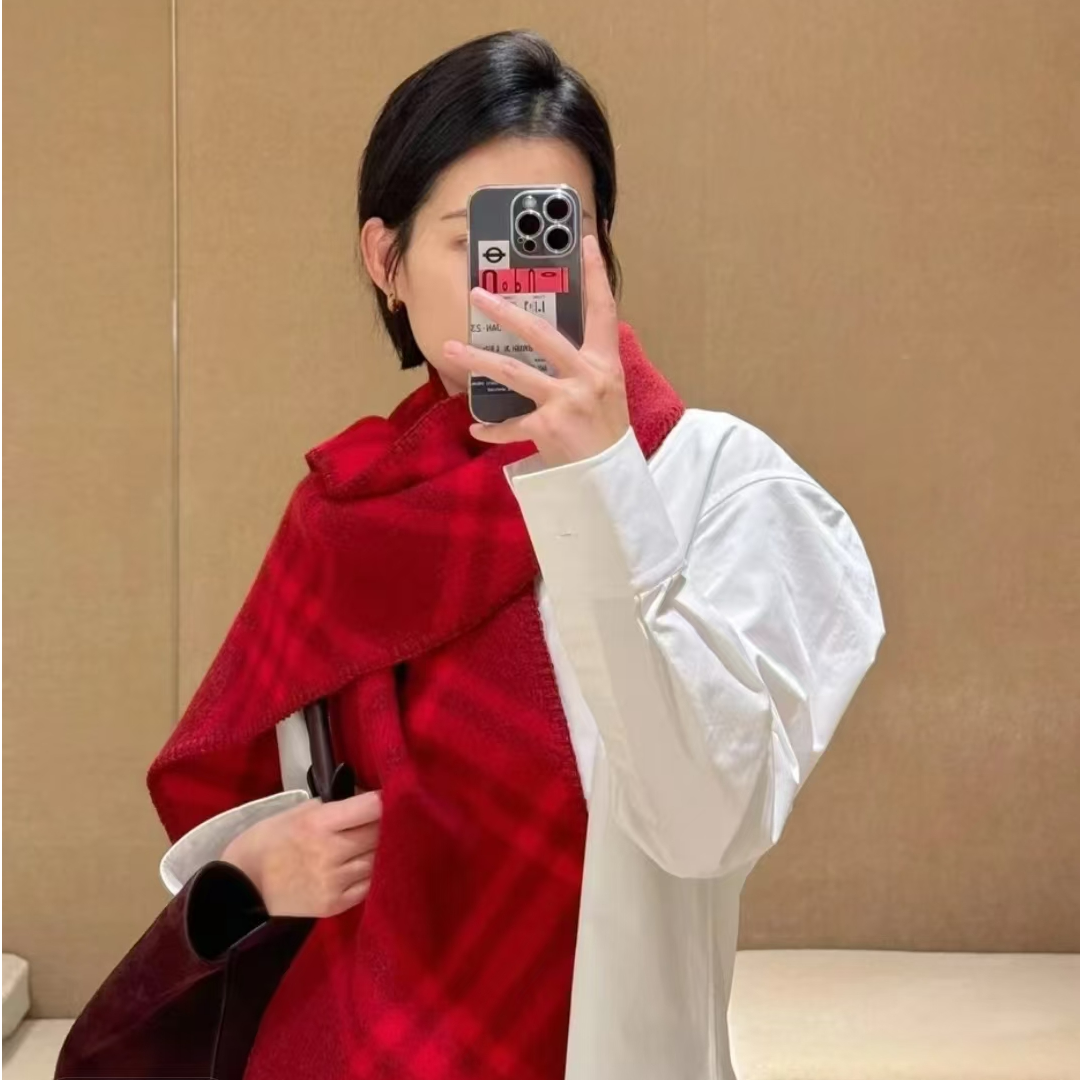 【KK】2024 秋冬男女通勤菱格纹联名围巾W5012