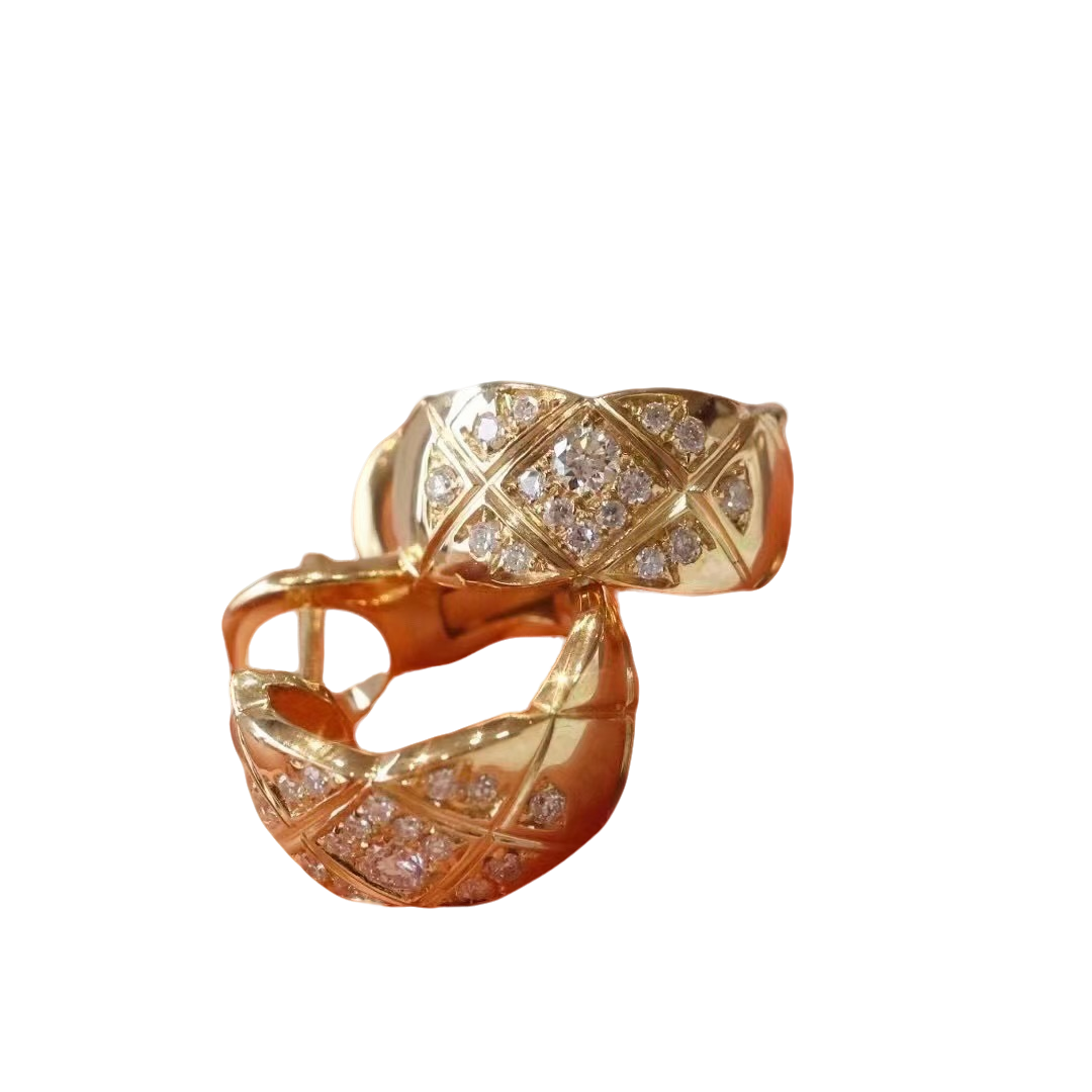 铜合金合成锆石耳饰 （新号体验）时尚洋气百搭小菱格耳拍耳环