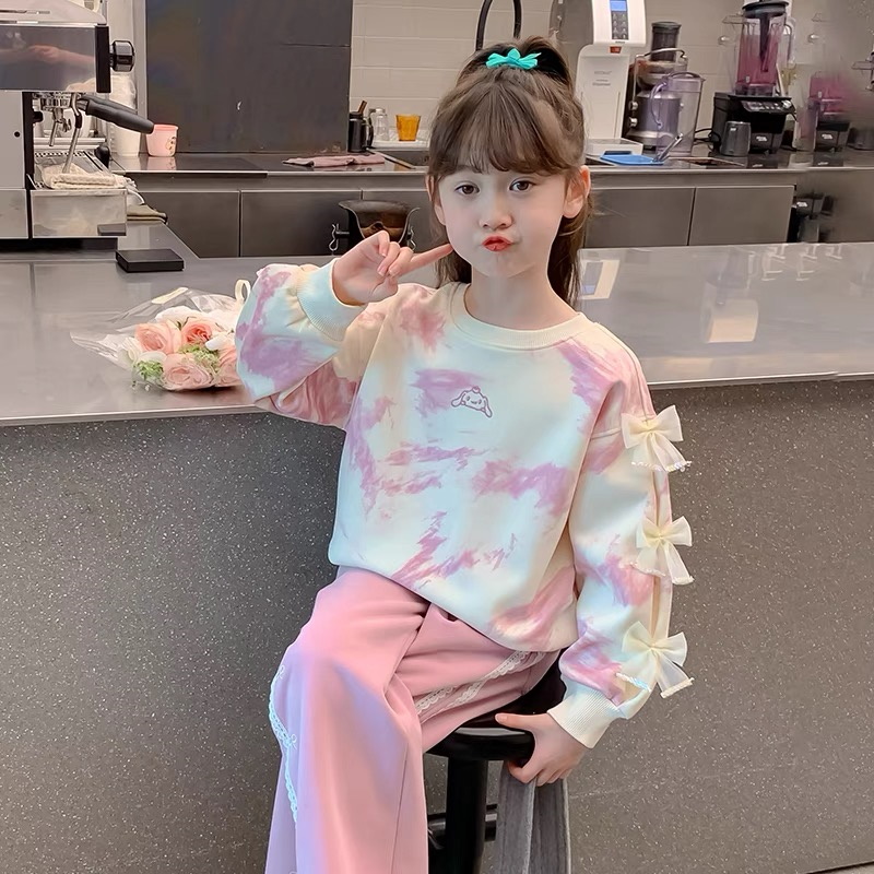 【断码清仓】可爱小狗蝴蝶结扎染卫衣 A562 562 XS Z1