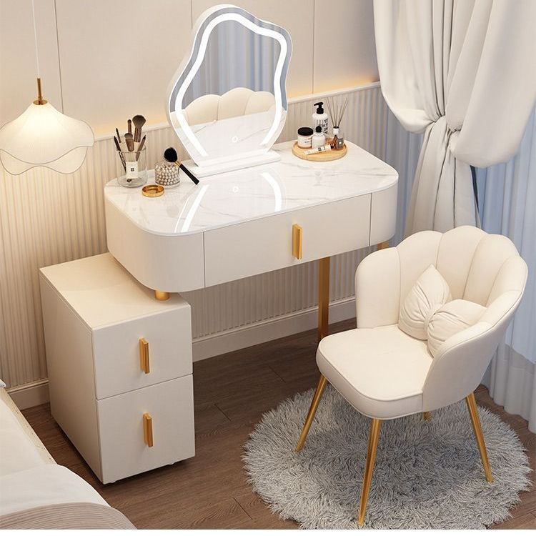 新款小户型梳妆台卧室现代简约轻奢高级岩板书桌化妆台一体化妆桌