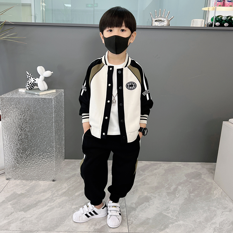 儿童套装春秋款新款韩版时尚洋气休闲帅气运动男童中小童开衫外套