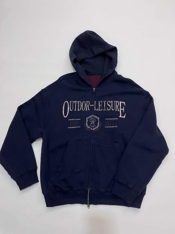 女士洗水棉帽款双拉头卫衣外套