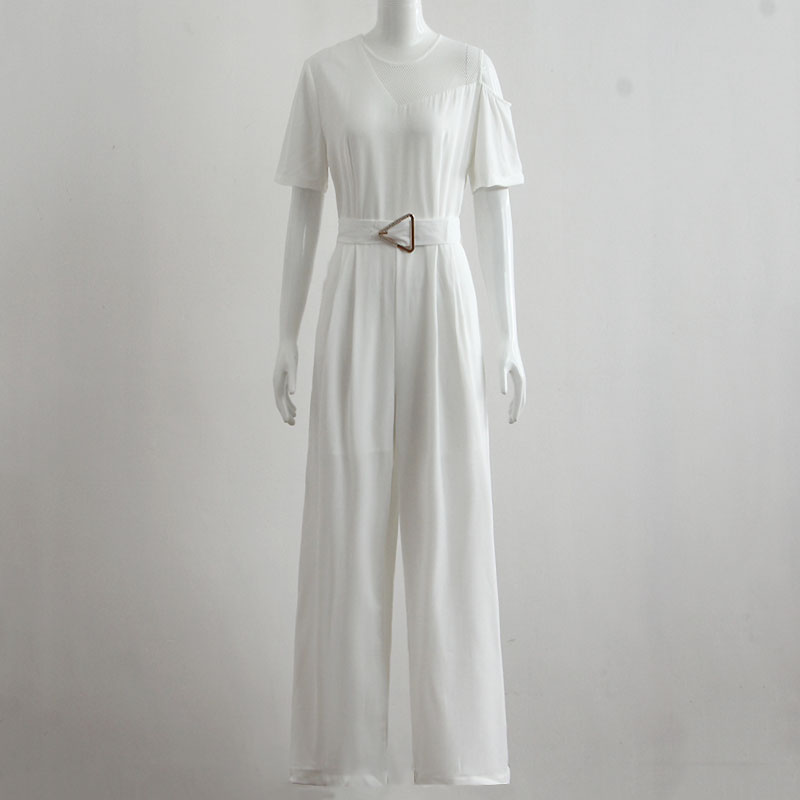 高端洋气名媛风气质白色连衣裤女士夏季新款高腰显瘦休闲长裤