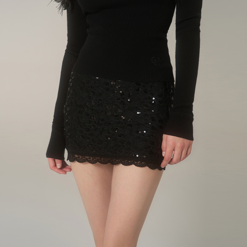 Mess Studio美式辣妹小众设计感甜辣风蕾丝包臀半裙不走光显腿长