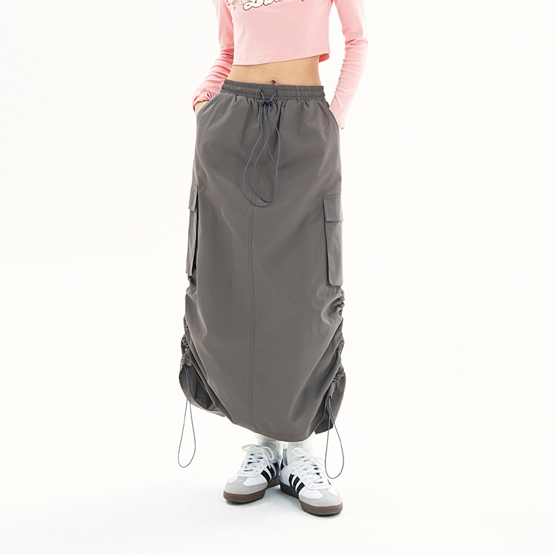 Mess Studio美式复古设计感小众显瘦工装半身裙中长裙高腰休闲裙