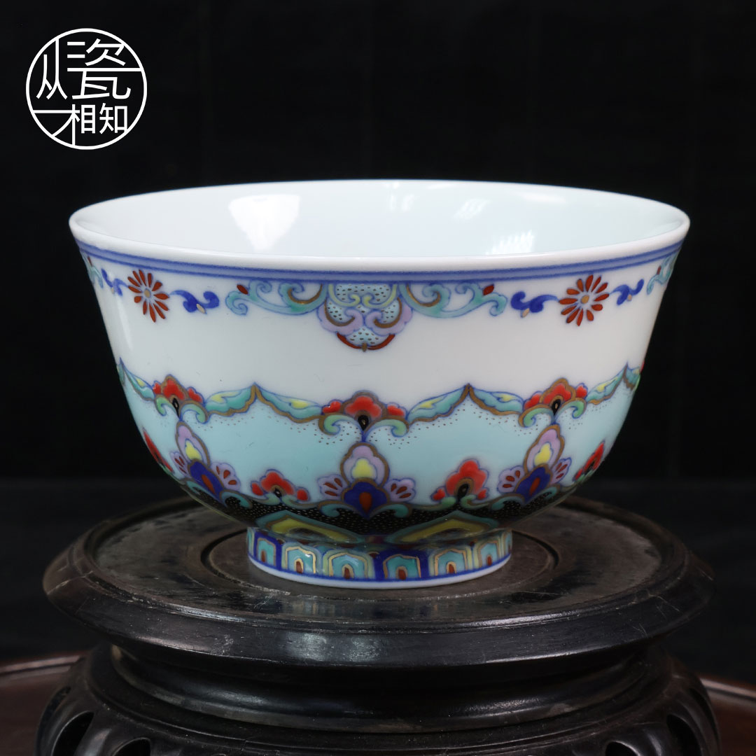 朴真堂 斗彩花卉吉祥纹杯 景德镇青花瓷纯手绘纯手工高端中式名窑