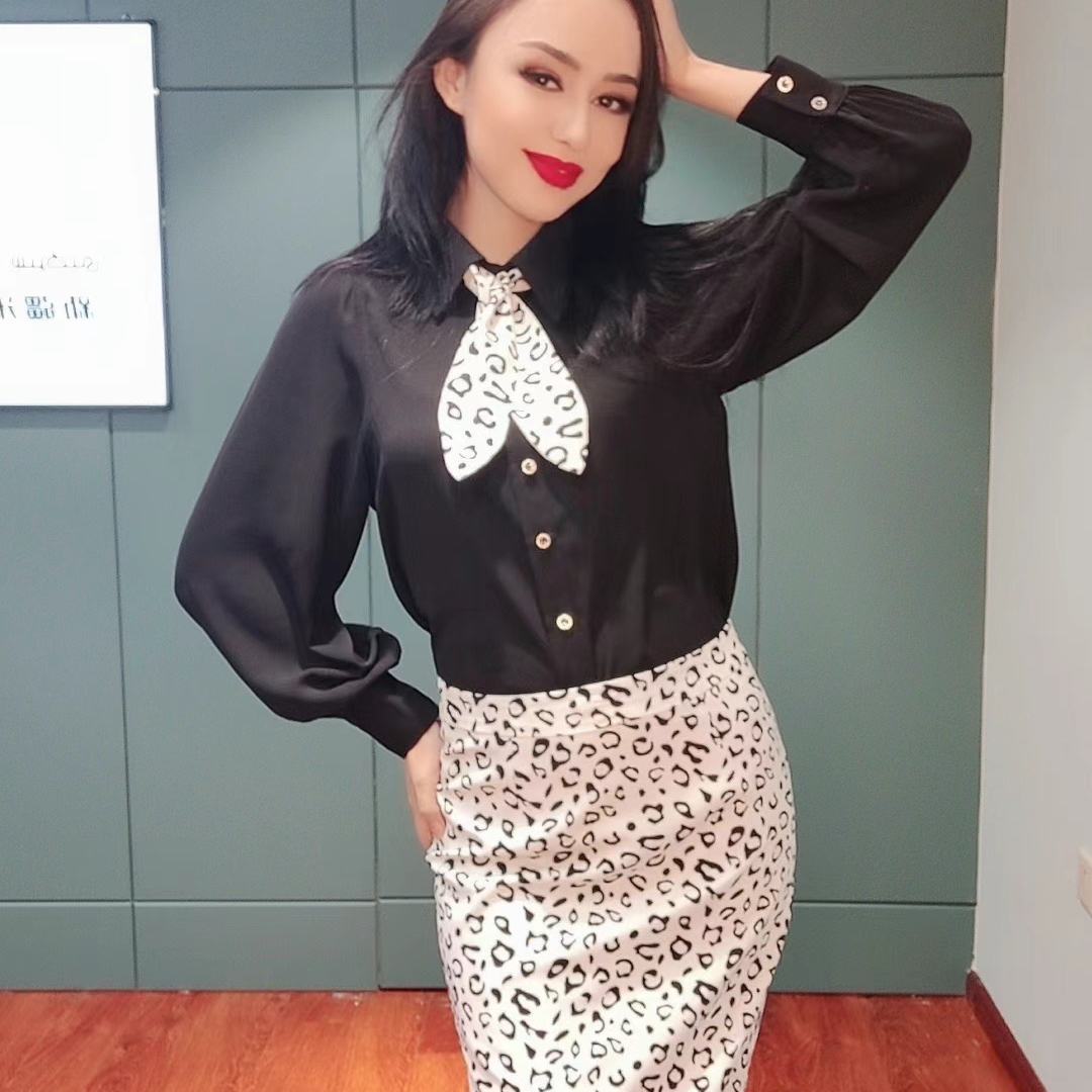 时尚气质长袖半身裙衬衫21176 