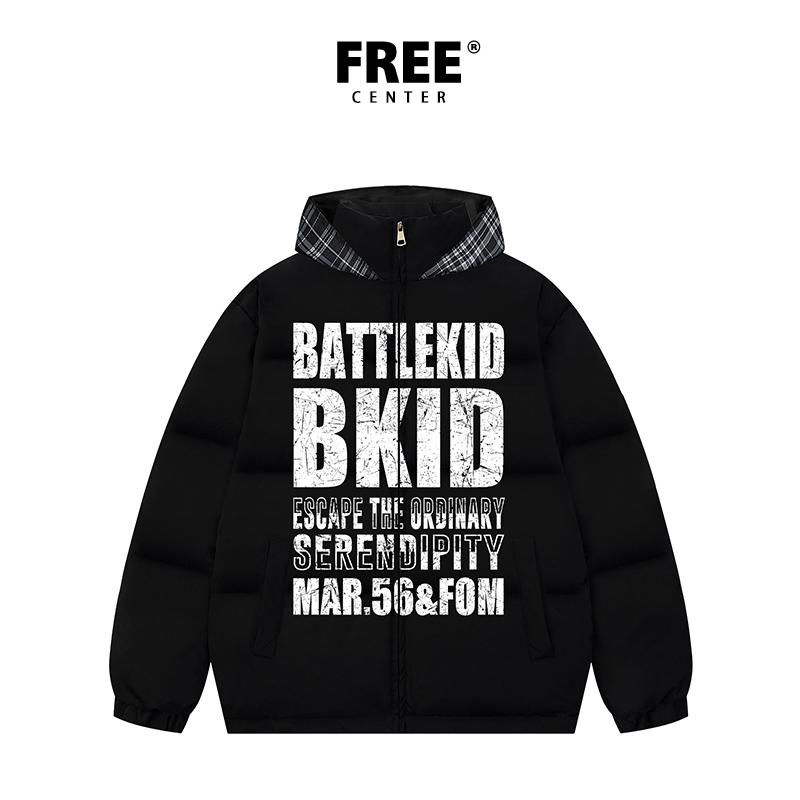 Free Center BUFU现货斑驳字母重磅2024新款hiphop国潮牌秋装格子