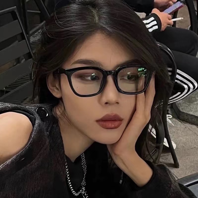 防蓝光近视眼睛框方形黑框眼镜素颜神器显脸小镜架女ins高颜值