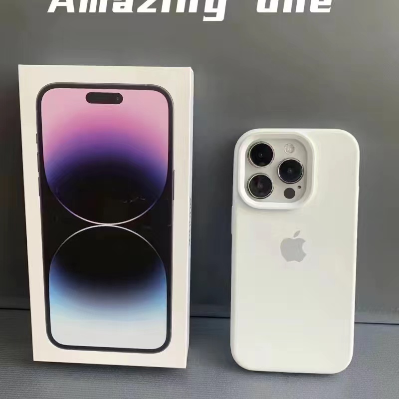 纯白色液态硅胶苹果手机壳iphone15promax大孔14/13/12防摔x套11
