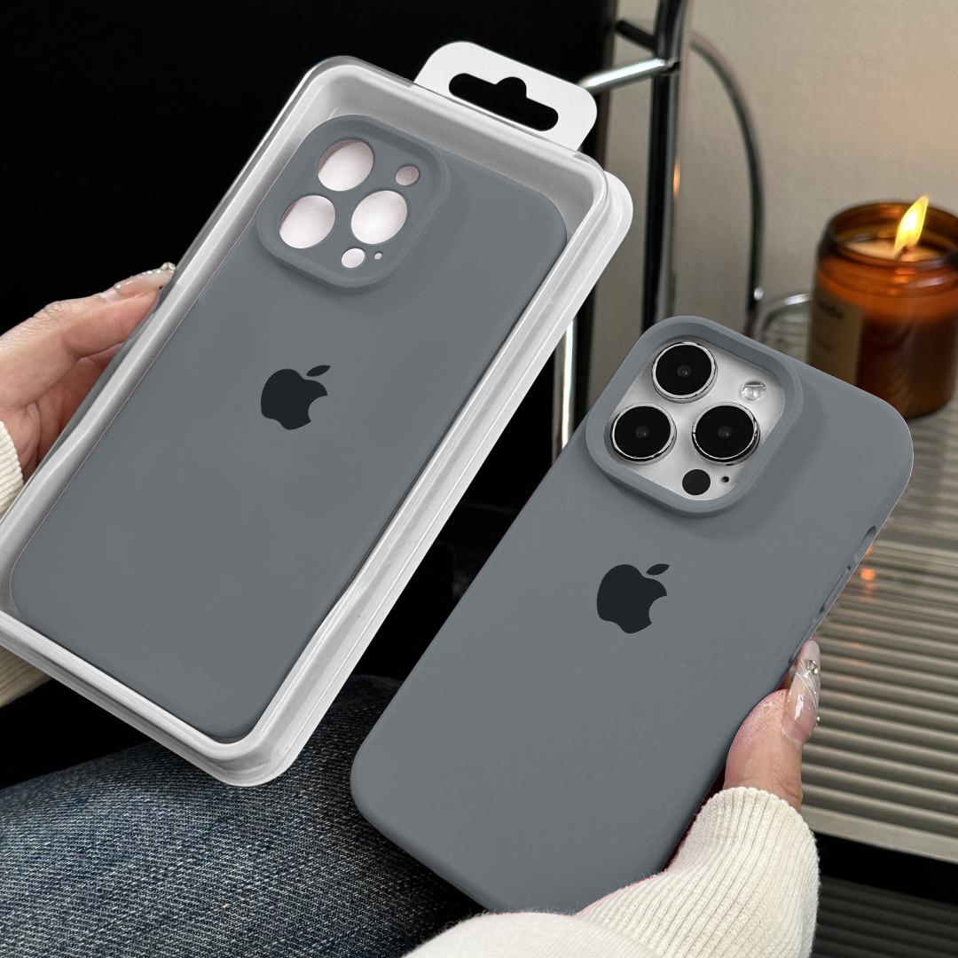 大孔碳灰色iPhone15ProMax液态硅胶苹果14手机壳13/12/11全包防摔