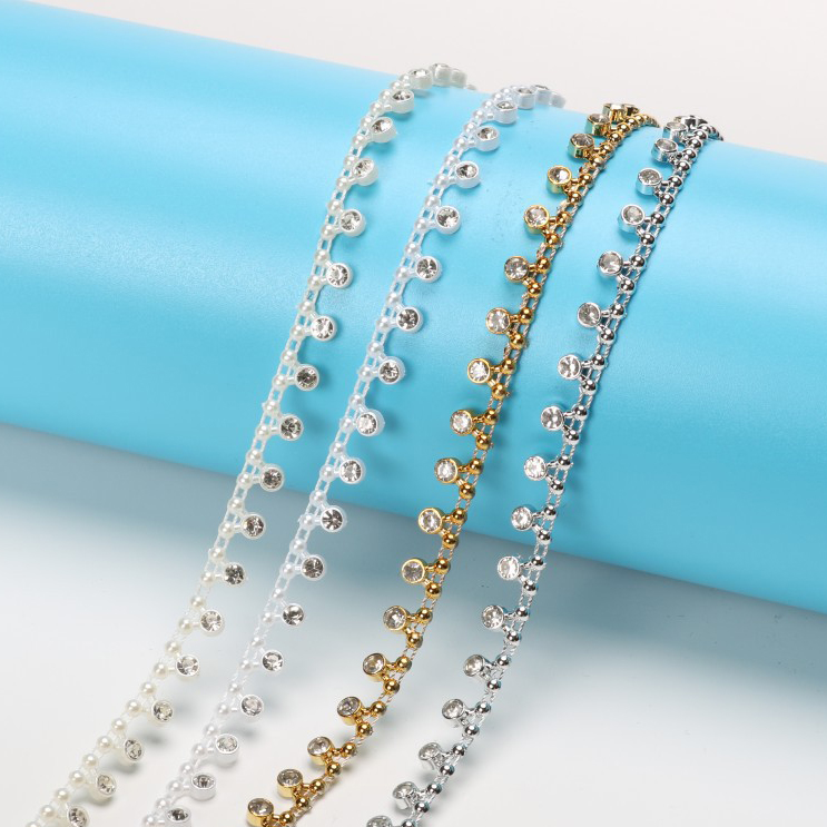 单条电镀线钻纸牌手工类饰品连线珠 DIY配件钻饰辅料