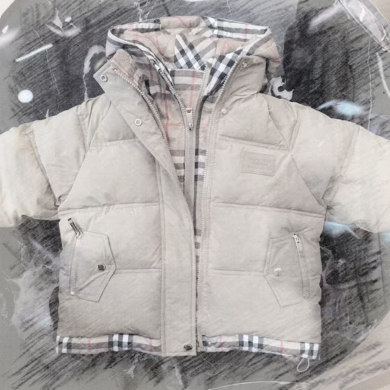 66010秋季新款儿童棉服男童女童中性款时尚连帽假两件外套